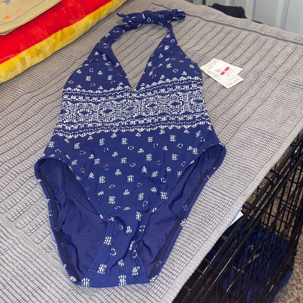 NEW Splendid blue and white beautiful One piece swimsuit , size XS